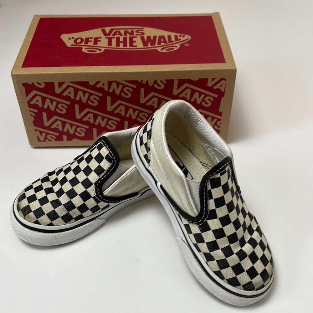 Vans Slip-on sneakers. Black and white checker. Toddler size 7.5
